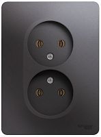 Розетка без заземления Systeme Electric Glossa 1-м. 2 мод. графит картинка